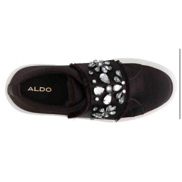 ALDO Black Dreaclya Rhineshone Jeweled slip on sneakers 8 - Picture 3 of 16